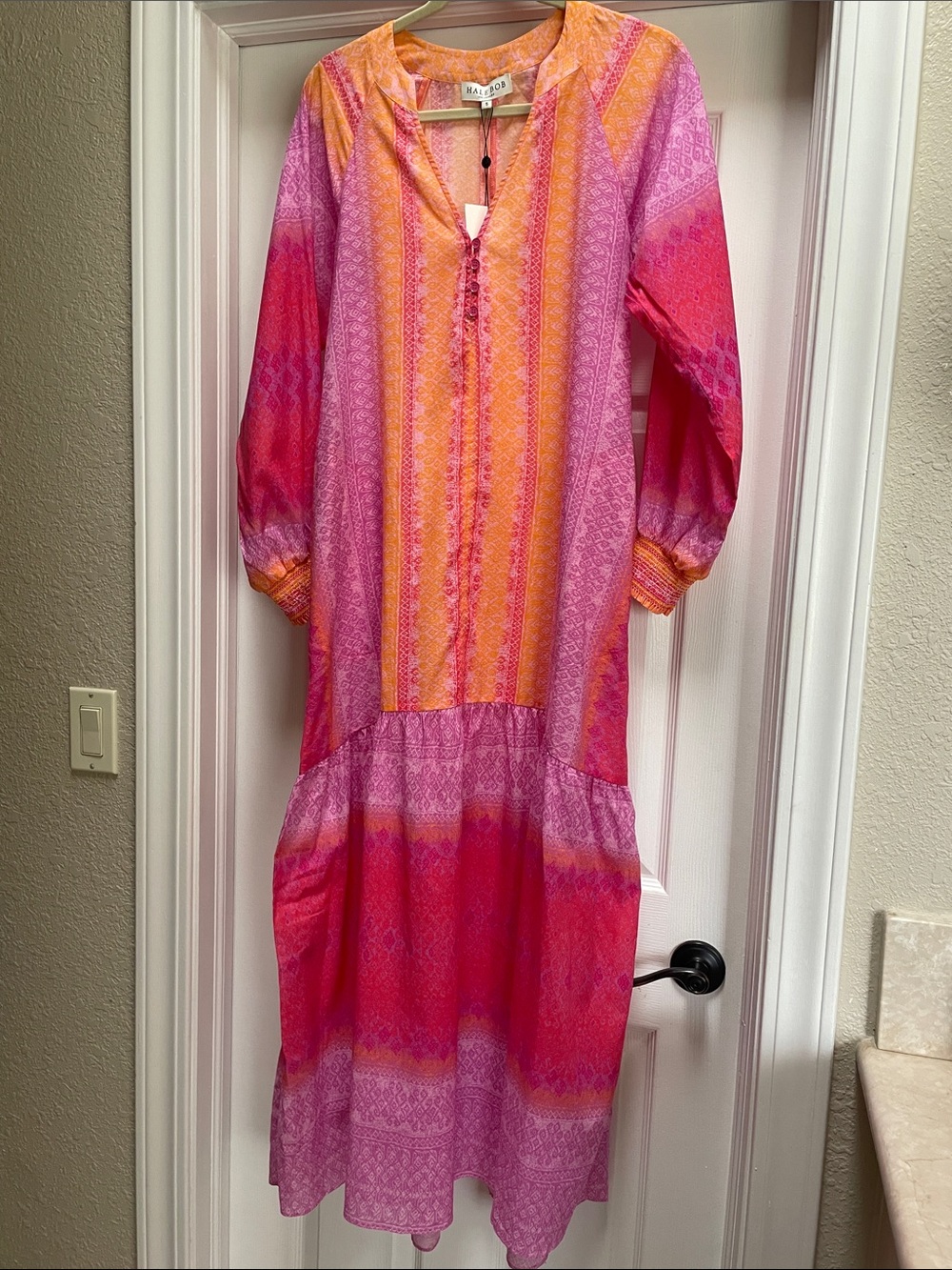 Hale Bob Pink and Orange Patterned Tunic Dress